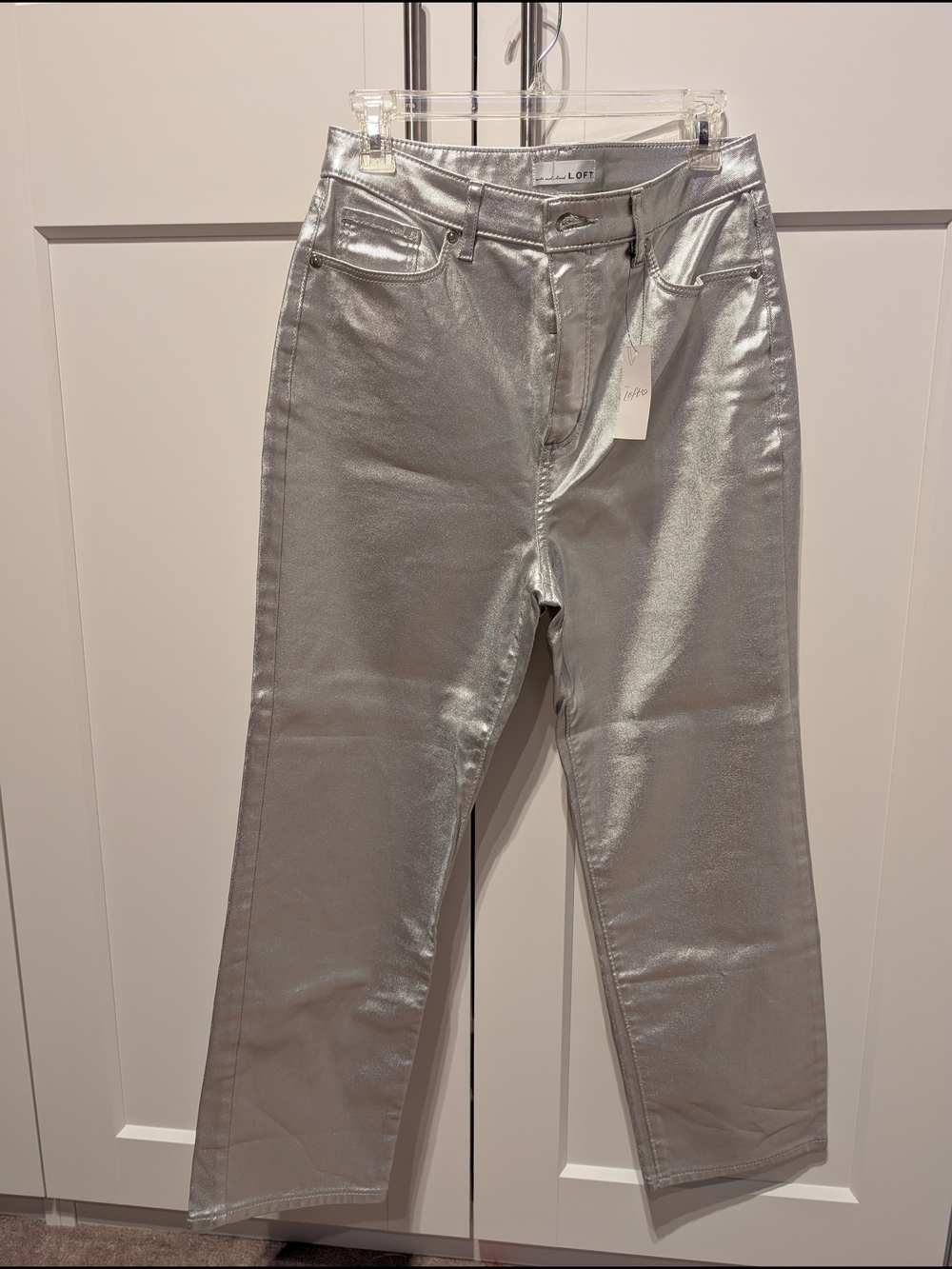 LOFT Silver High-Rise Coated Jeans In Curvy